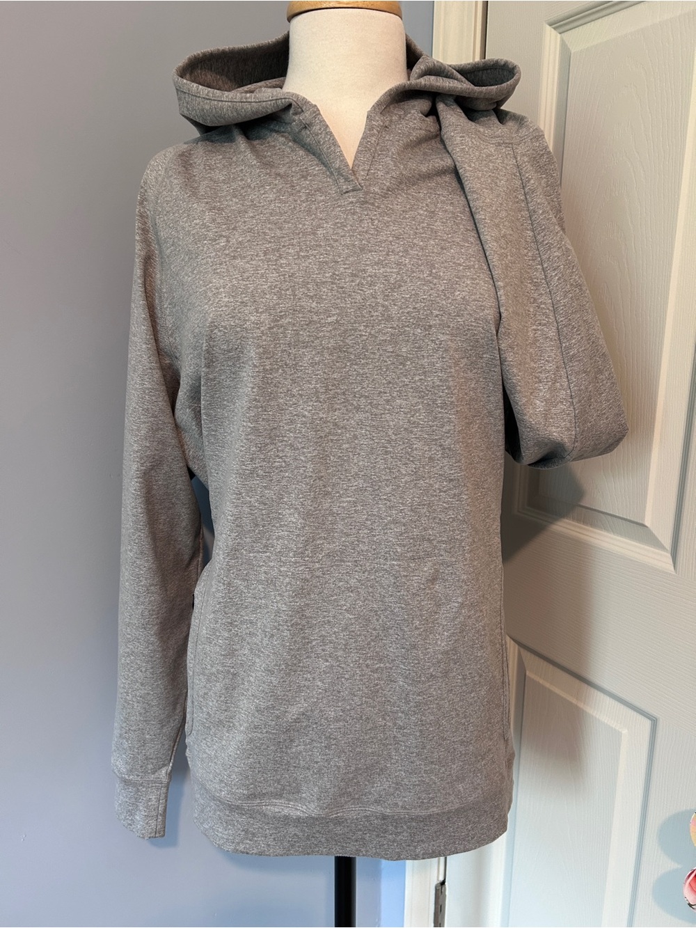 Women's Gray Hooded Pullover Sweatshirt